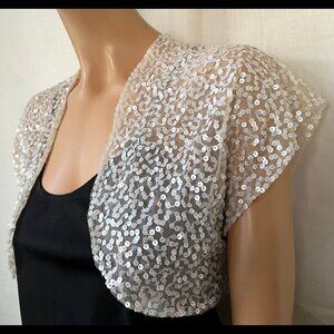 sheer sequinned shrug ivory S
